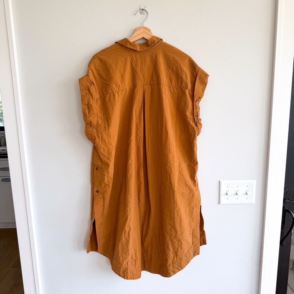 Anthropologie Maeve Side-Slit Cotton Collared Tunic Dress Mustard Yellow L - Picture 4 of 12